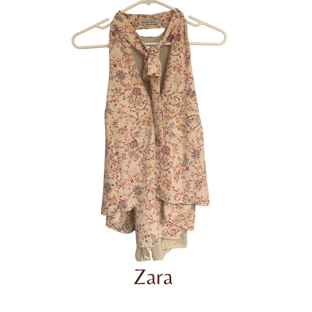Zara sleeveless blouse size medium floral neutrals